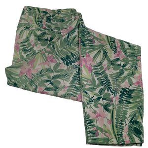 Old Navy Tropical Capri’s in Green Leaves w/ Pink Flowers Size: 8 Regular